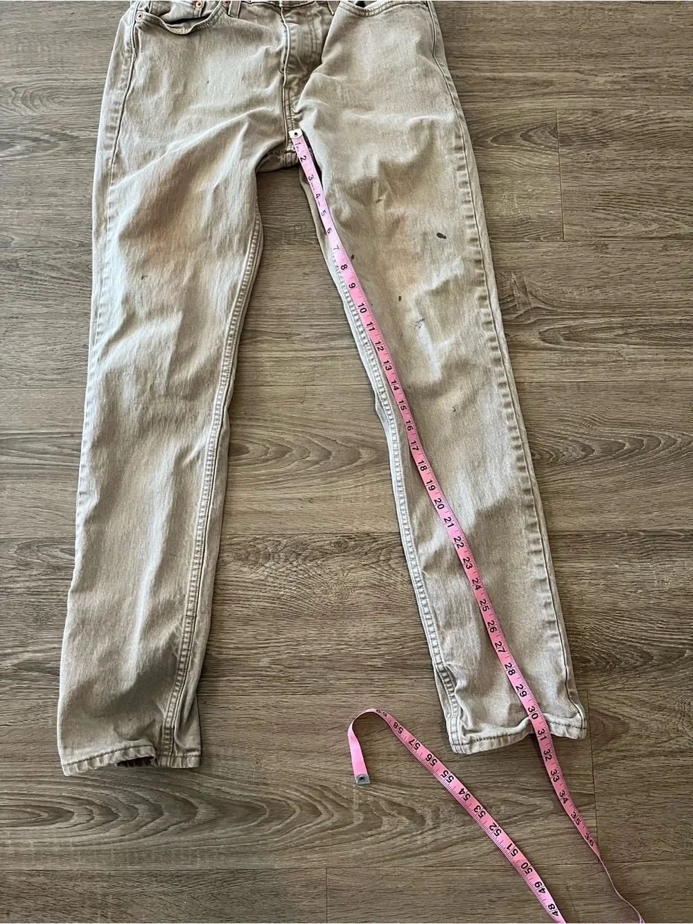 Levi’s 511 Slim Khaki Jeans Mens 32x34 Beige Stretch Denim Distressed Pants